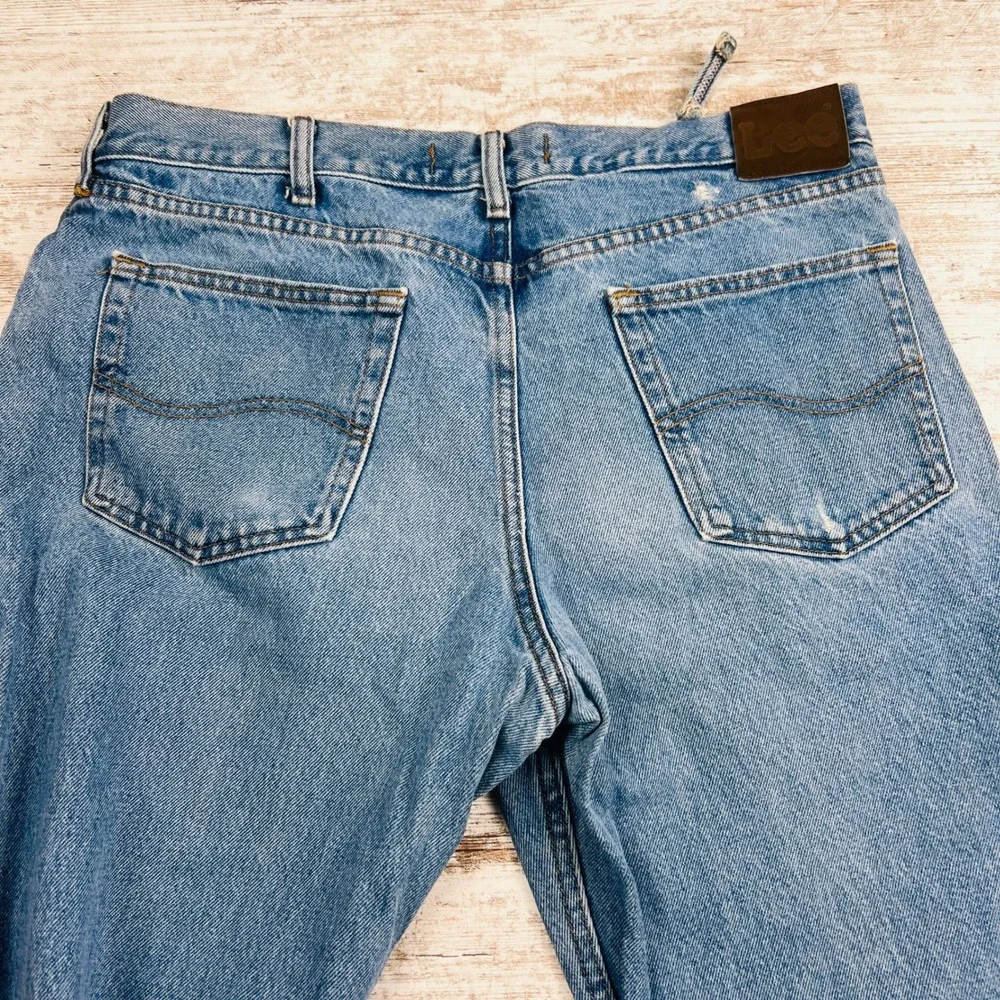 Lee Mens Jeans 38x30 Medium Wash Blue Regular Fit Straight Leg 100% Cotton